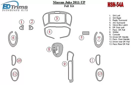 Nissan Juke 2011-UP Interior BD Dash Trim Kit