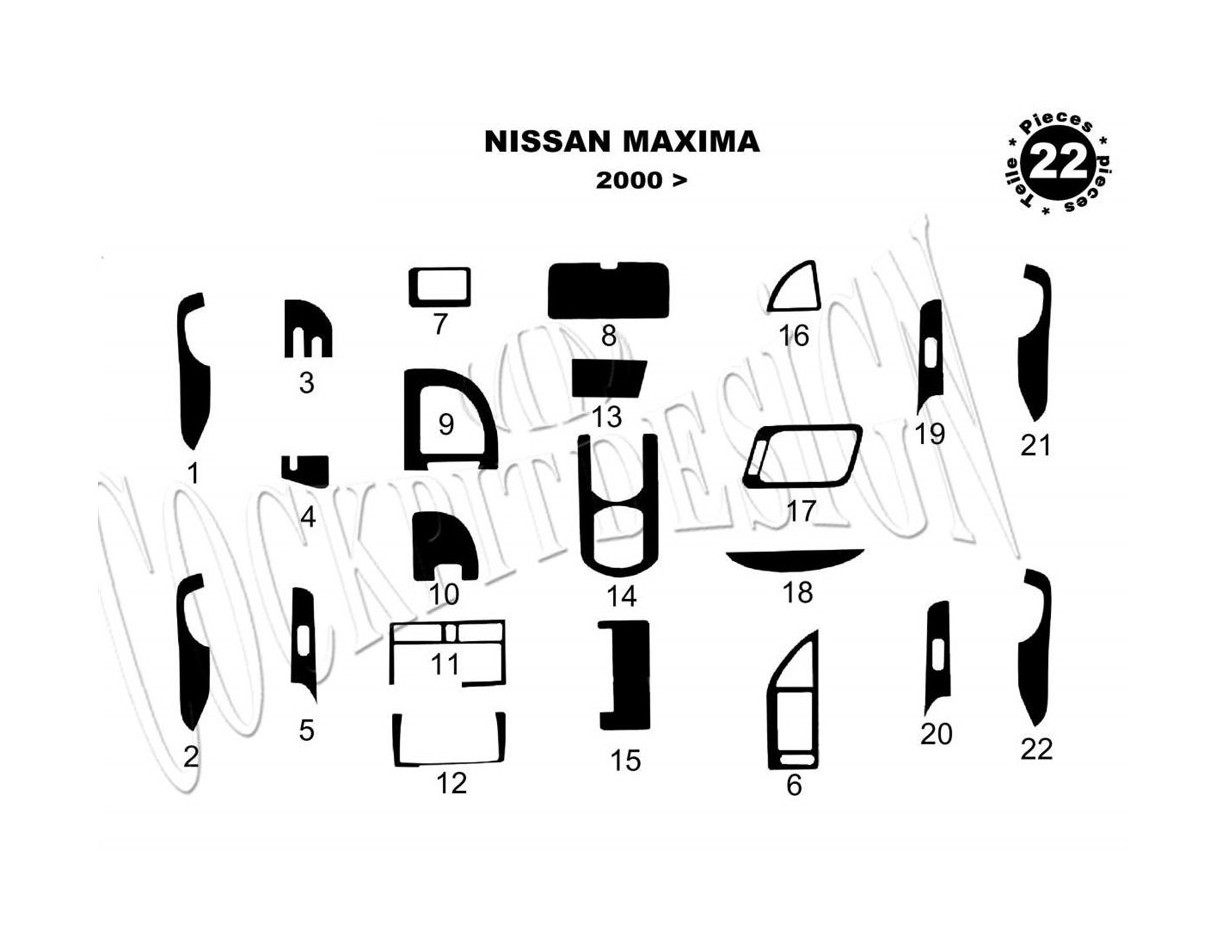 Nissan Maxima 02.00 - 02.04 Kit Rivestimento Cruscotto all'interno del veicolo Cruscotti personalizzati 22-Decori