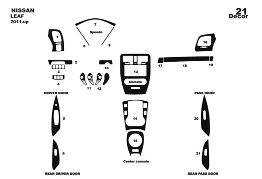 Nissan Maxima 02.95-01.00 3D Inleg dashboard Interieurset aansluitend en pasgemaakt op he 15-Teile