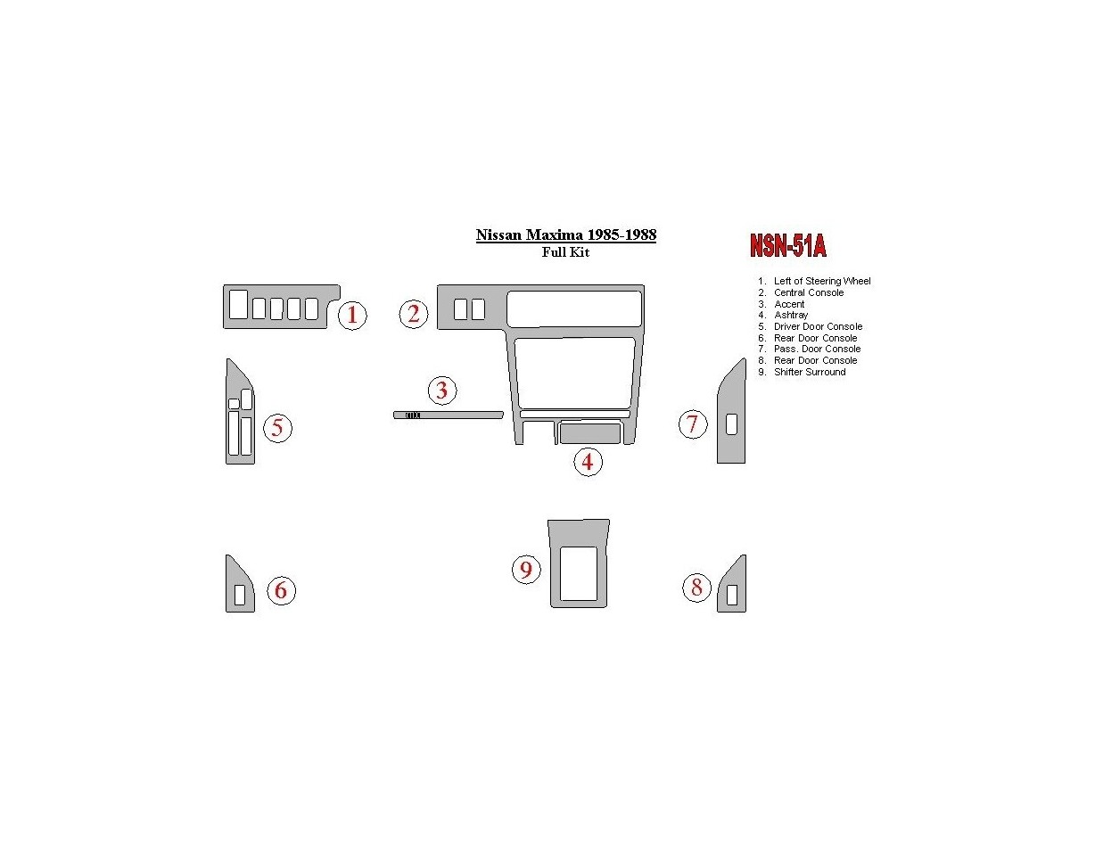 Nissan Maxima 1985-1988 Full Set Decor de carlinga su interior
