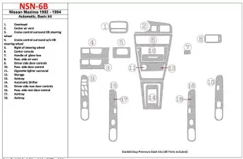 Nissan Maxima 1989-1991 Basic Set, Automatic Gearbox, 18 Parts set BD Interieur Dashboard Bekleding Volhouder