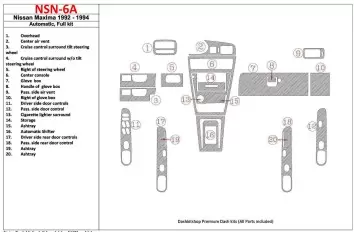 Nissan Maxima 1989-1991 Full Set, Automatic Gearbox, 20 Parts set Decor de carlinga su interior