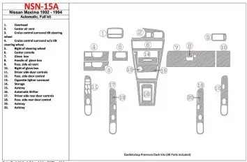 Nissan Maxima 1992-1994 Automatic Gearbox, Full Set, 20 Parts set BD Interieur Dashboard Bekleding Volhouder
