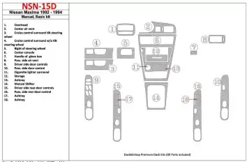 Nissan Maxima 1992-1994 Manual Gearbox, Basic Set, 18 Parts set BD Interieur Dashboard Bekleding Volhouder