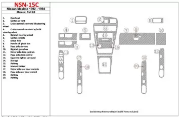 Nissan Maxima 1992-1994 Manual Gearbox, Full Set, 20 Parts set BD Interieur Dashboard Bekleding Volhouder