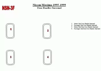 Nissan Maxima 1995-1999 Doors Inserts, 4 Parts set BD Interieur Dashboard Bekleding Volhouder