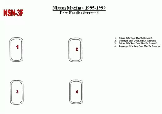 Nissan Maxima 1995-1999 Doors Inserts, 4 Parts set Cruscotto BD Rivestimenti interni