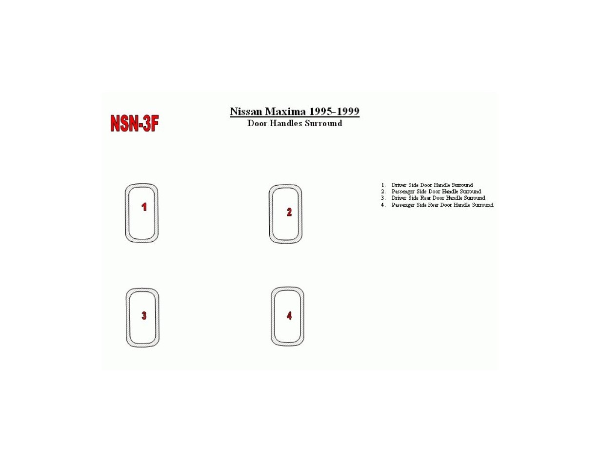 Nissan Maxima 1995-1999 Des portes Inserts, 4 Parts set BD Kit la décoration du tableau de bord - 1 - habillage decor de tableau