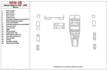 Nissan Maxima 1995-1999 Manual Gearbox, 21 Parts set Interior BD Dash Trim Kit