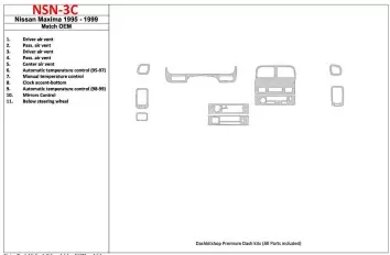 Nissan Maxima 1995-1999 OEM Compliance, 12 Parts set Interior BD Dash Trim Kit