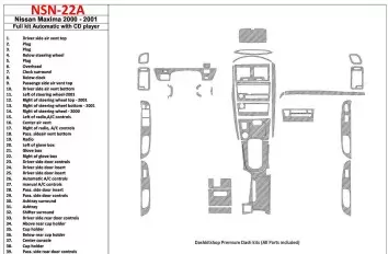 Nissan Maxima 2000-2001 Full Set, Automatic Gearbox, Radio With CD Player, 39 Parts set Interior BD Dash Trim Kit