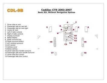 Cadillac CTS 2003-2007 Basic Set, 18 Parts set BD Interieur Dashboard Bekleding Volhouder