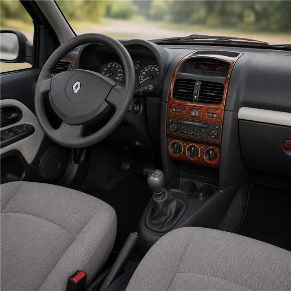 Renault Clio-2 2001-2005 3D Armaturenbrett-Dekor-Set, 15 Teile