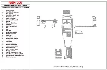 Nissan Maxima 2000-2001 Full Set, Automatic Gearbox, Radio Without CD Player, OEM Compliance, 30 Parts set Interior BD Dash Trim