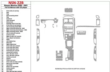 Nissan Maxima 2000-2001 Full Set, Manual Gearbox, Radio With CD Player, 39 Parts set Interior BD Dash Trim Kit