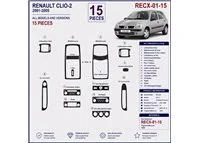 Renault Clio-2 2001-2005 3D dashboard sierlijstset, 15 delen