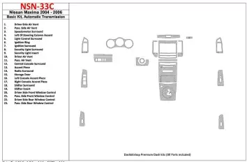 Nissan Maxima 2004-2006 Basic Set, Automatic Gear BD Interieur Dashboard Bekleding Volhouder