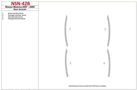 Nissan Maxima 2007-2008 Doors Accent Interior BD Dash Trim Kit