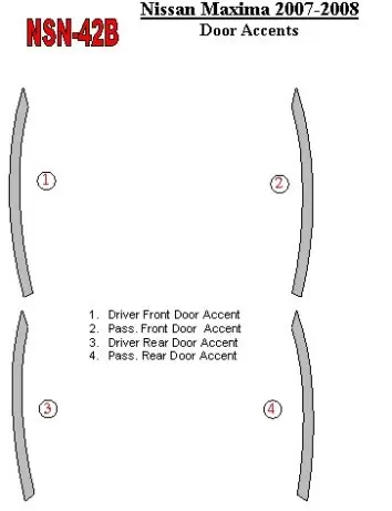 Nissan Maxima 2007-2008 Doors Accent Decor de carlinga su interior