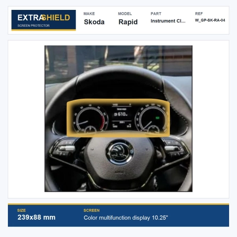 Skoda Rapid Instrument Cluster ExtraShield Screen Protector