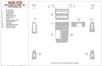 Nissan Maxima 2009-UP Ensemble Complet, Radio, A/C BD Kit la décoration du tableau de bord - 2 - habillage decor de tableau de b