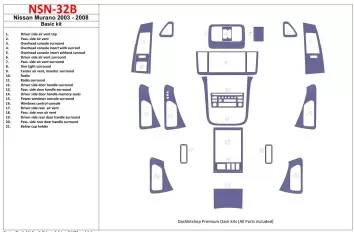 Nissan Murano 2003-2008 Basic Set Decor de carlinga su interior