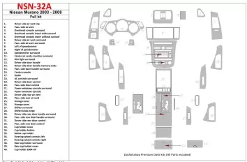 Nissan Murano 2003-2008 Full Set Interior BD Dash Trim Kit