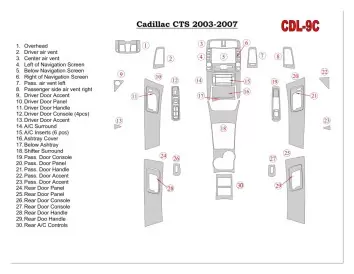 Cadillac CTS 2003-2007 Ensemble Complet, Avec NAVI, Avec Door Panels BD Kit la décoration du tableau de bord - 1 - habillage dec