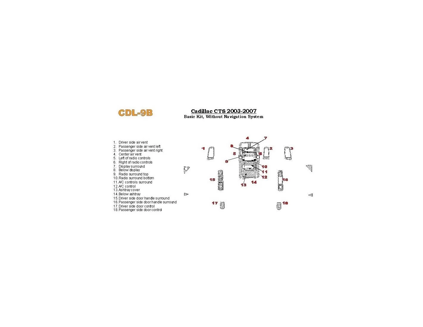 Cadillac CTS 2003-2007 Full Set, With NAVI, With Door Panels Cruscotto BD Rivestimenti interni