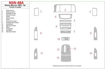 Nissan Murano 2009-UP Full Set, S model Interior BD Dash Trim Kit