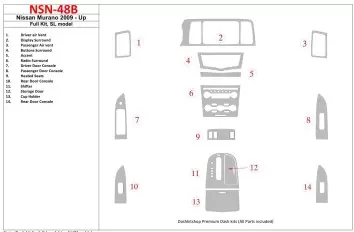 Nissan Murano 2009-UP Full Set, SL model Interior BD Dash Trim Kit