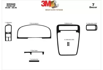 Nissan Navara D22 Pick-up 04.98-08.99 3M 3D Interior Dashboard Trim Kit Dash Trim Dekor 7-Parts