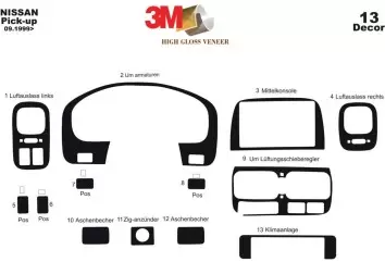 Nissan Navara D23 Pick-up 09.99 - 01.06 3D Inleg dashboard Interieurset aansluitend en pasgemaakt op he 13 -Teile