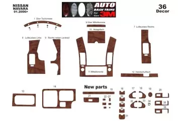 Nissan Navara D40 02.06-12.10 3M 3D Interior Dashboard Trim Kit Dash Trim Dekor 36-Parts