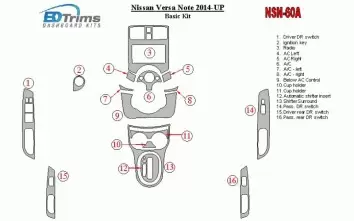 Nissan Note 2014-UP Basic Set Decor de carlinga su interior