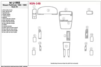 Nissan Pathfinder 1994-1995 Basic Set, 16 Parts set Interior BD Dash Trim Kit