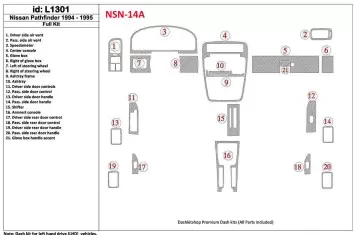 Nissan Pathfinder 1994-1995 Full Set, 21 Parts set Interior BD Dash Trim Kit