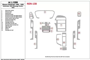 Nissan Pathfinder 1996-1999 Automatic Gearbox, With Message Center, 4WD, 16 Parts set Decor de carlinga su interior