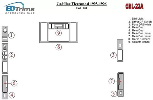 Cadillac Fleetwood 1993-1996 Full Set Cruscotto BD Rivestimenti interni