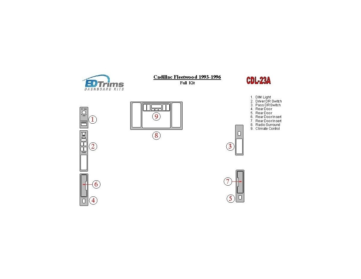 Cadillac Fleetwood 1993-1996 Full Set Decor de carlinga su interior