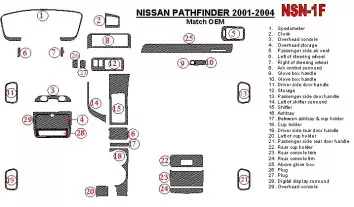 Nissan Pathfinder 2001-2004 OEM Compliance Decor de carlinga su interior