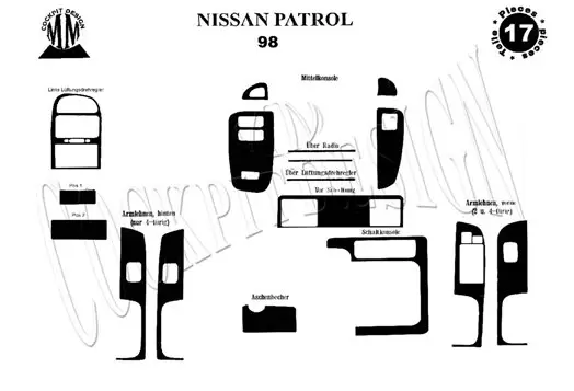 Nissan Patrol 03.1998 Kit Rivestimento Cruscotto all'interno del veicolo Cruscotti personalizzati 17-Decori