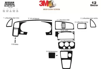 Nissan Primera 99-02 Mittelkonsole Armaturendekor Cockpit Dekor 12-Teilige - 2- Cockpit Dekor Innenraum