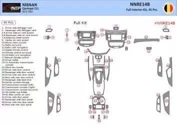 Nissan Qashqai 2013–2021 Mittelkonsole Armaturendekor Cockpit Dekor 45-Teilige - 2- Cockpit Dekor Innenraum