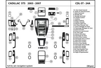 Cadillac STS 2008-2012 Ensemble Complet, Avec NAVI, Sans NAVI BD Kit la décoration du tableau de bord - 1 - habillage decor de t