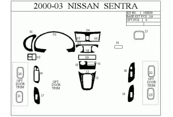 Nissan Sentra 95-97 3D Inleg dashboard Interieurset aansluitend en pasgemaakt op he 10 -Teile