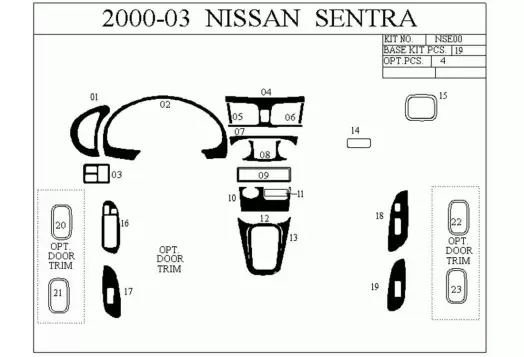 Nissan Sentra 95-97 3D Decor de carlinga su interior del coche 10-Partes