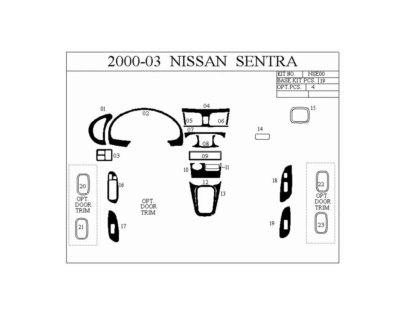 Nissan Sentra 95-97 3D Decor de carlinga su interior del coche 10-Partes
