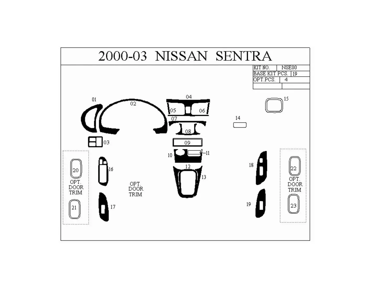 Nissan Sentra 95-97 3M 3D Interior Dashboard Trim Kit Dash Trim Dekor 10-Parts