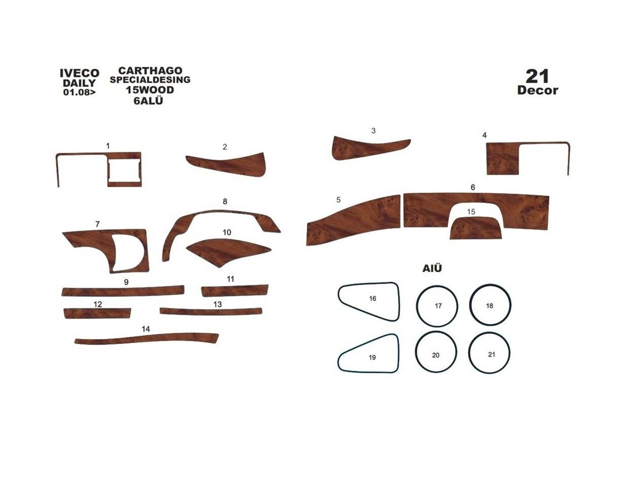 CARTHAGO Iveco 01.2007 Kit Rivestimento Cruscotto all'interno del veicolo Cruscotti personalizzati 21-Decori